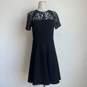 Whistles Lace Top Short Sleeve Dress in Black Size 6